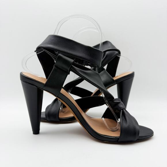 Joie Womens Celyn Heels US 7.5 M Black Leather Knot Ankle Strap NIB - Picture 4 of 12